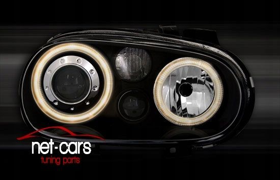 Reflektory lampy przód przednie VW GOLF 4 IV Angel Eyes Halogen Black