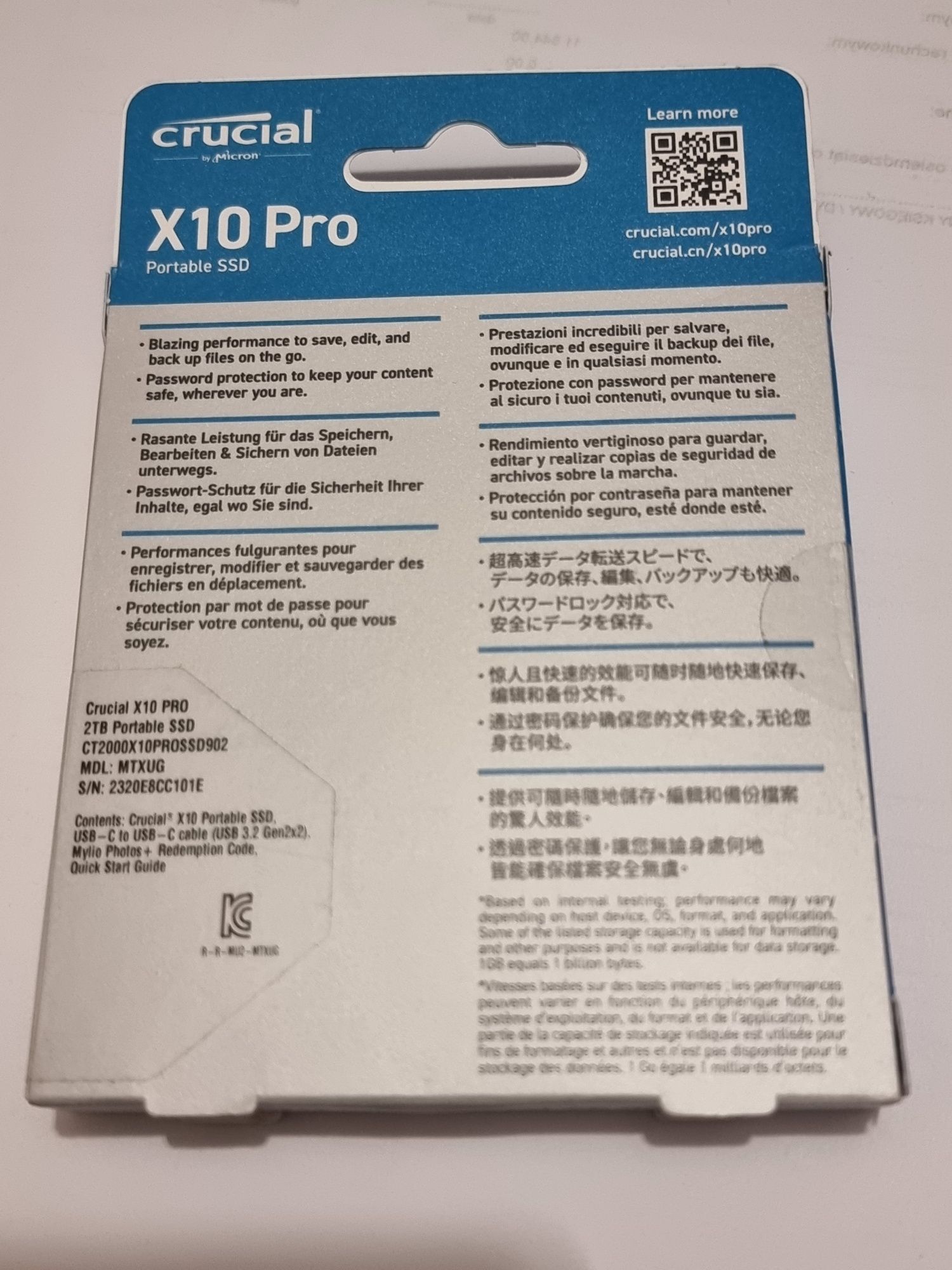 Crucial zewnętrzny dysk ssd X10 pro 2TB portable ssd 2,5