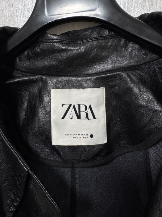 Стильний шкіряний тренч Zara кожанный плащ