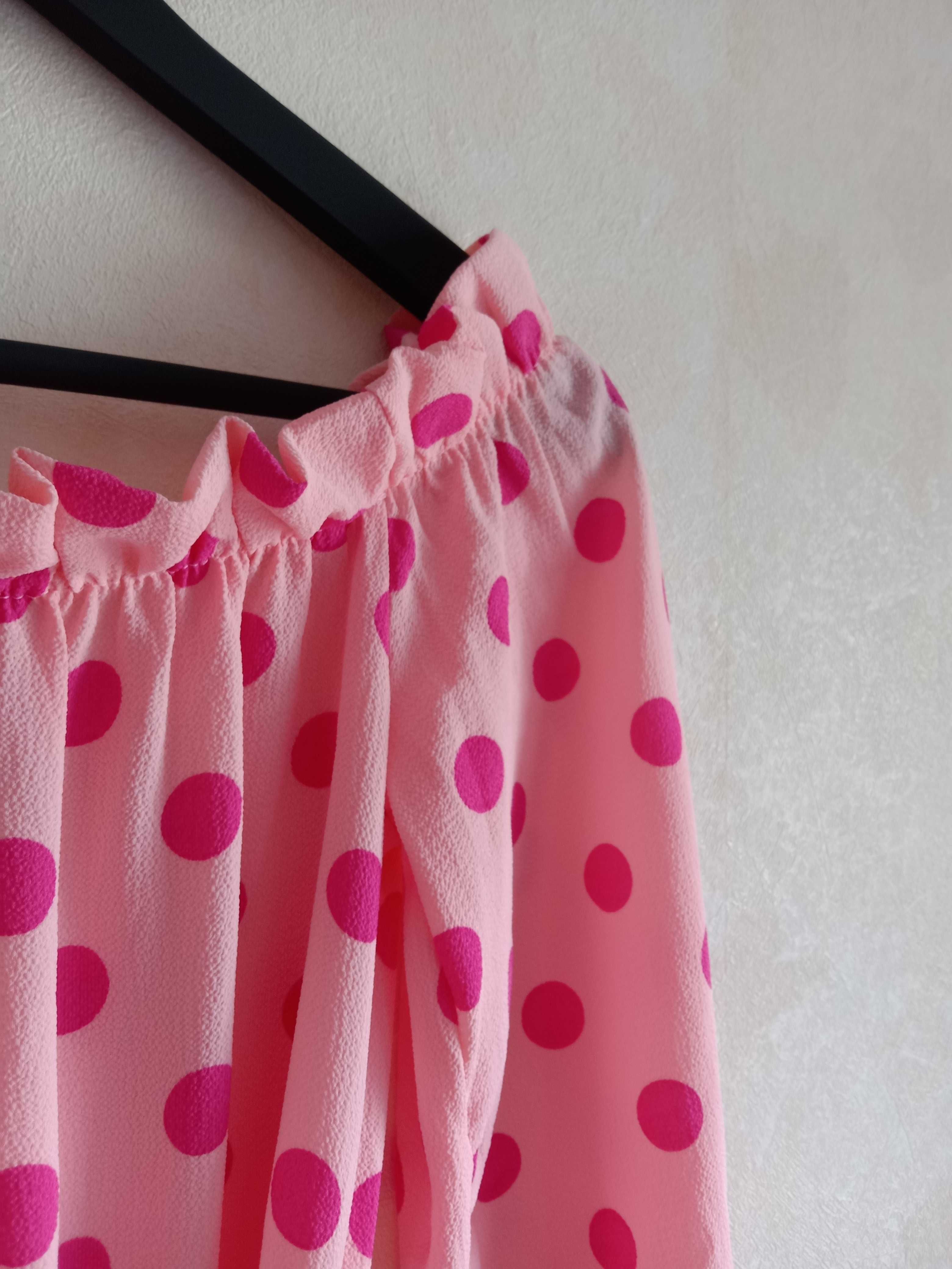 Сукня у горох рожева