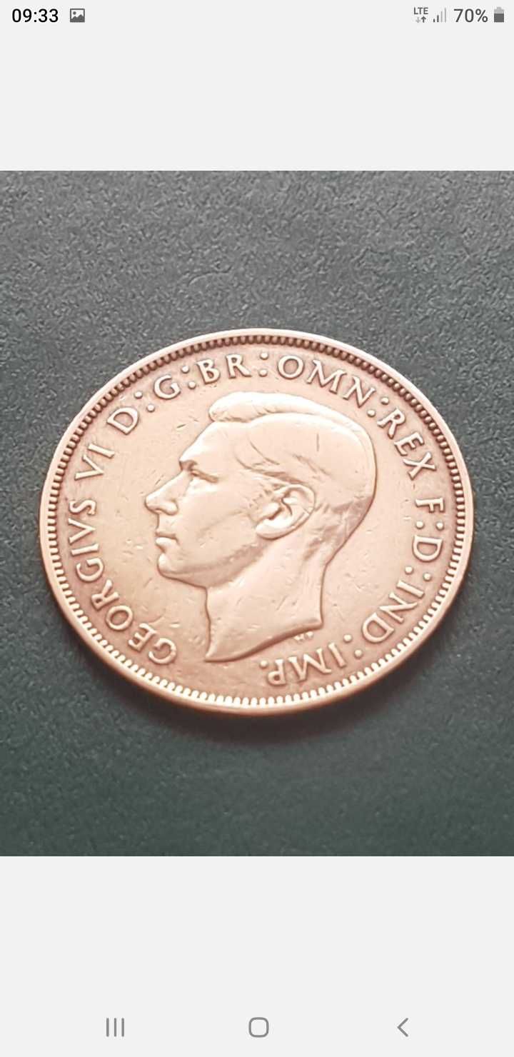 1939 Bronze One Pence UK One Penny Britain Coin