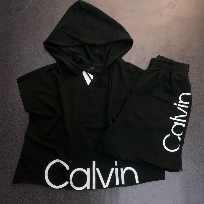 ЛИКВИДАЦИЯ СКЛАДА! Женский летний костюм Calvin Klein черный хлопок