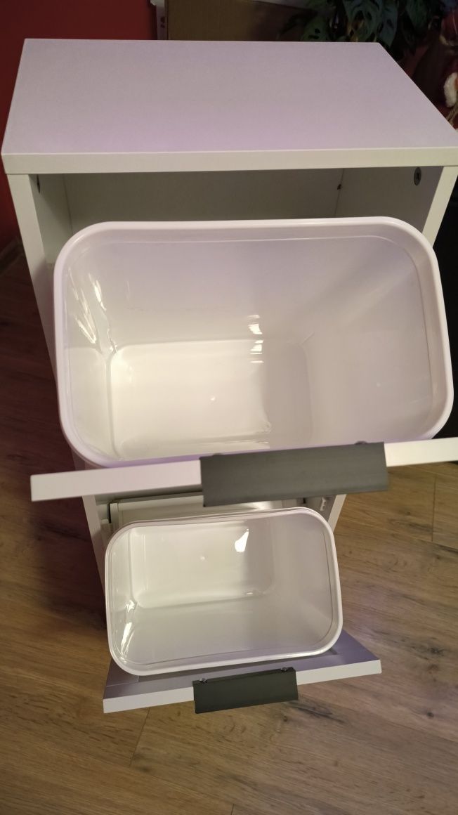 Wózek kuchenny z 2 koszami na śmieci biały, KESPER