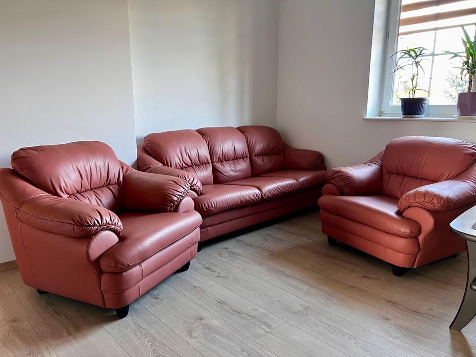 Komplet skórzana sofa i fotele