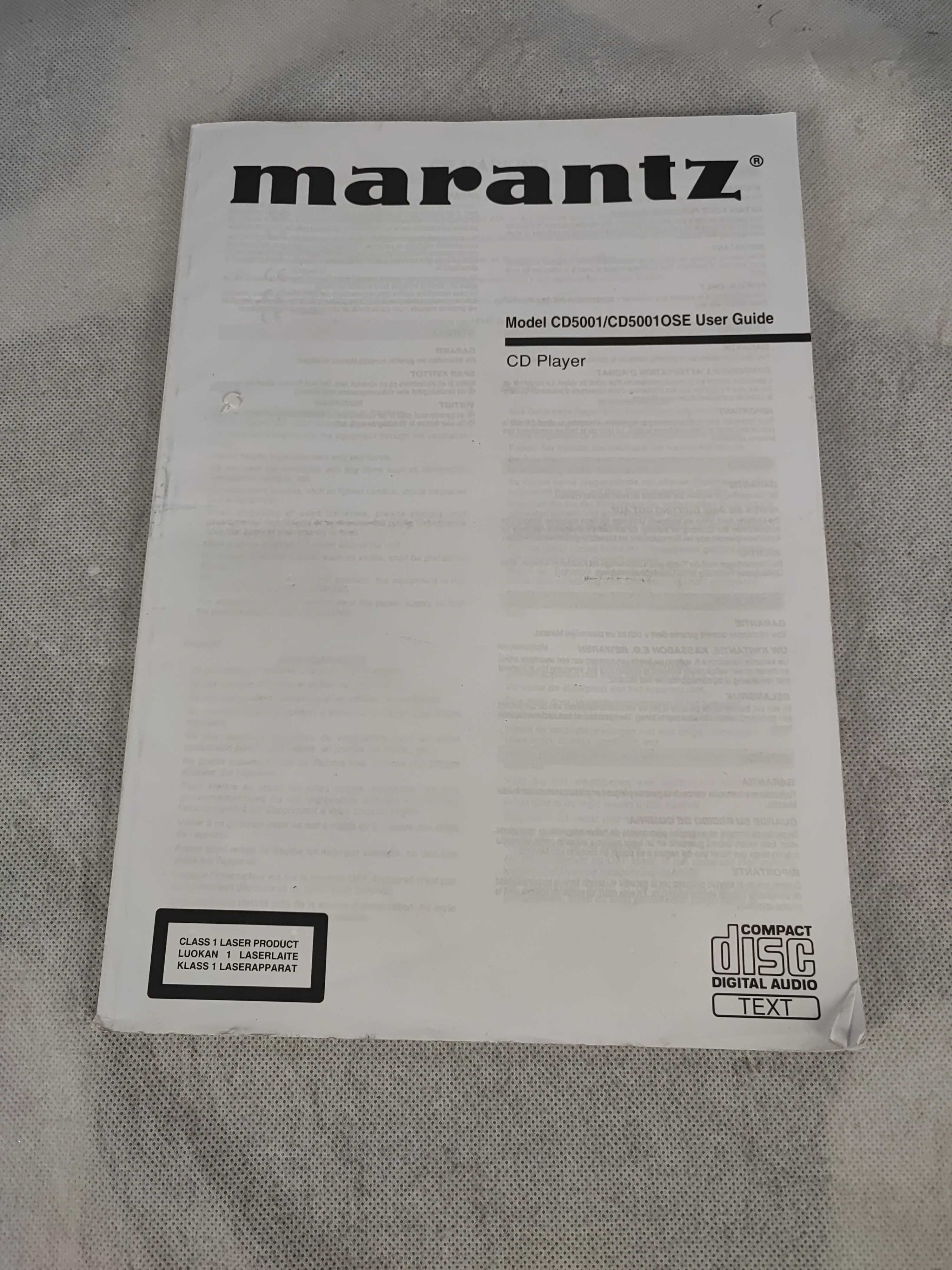 instruckcja obsługi odtwarzacz CD Marantz CD5001 Warszawa