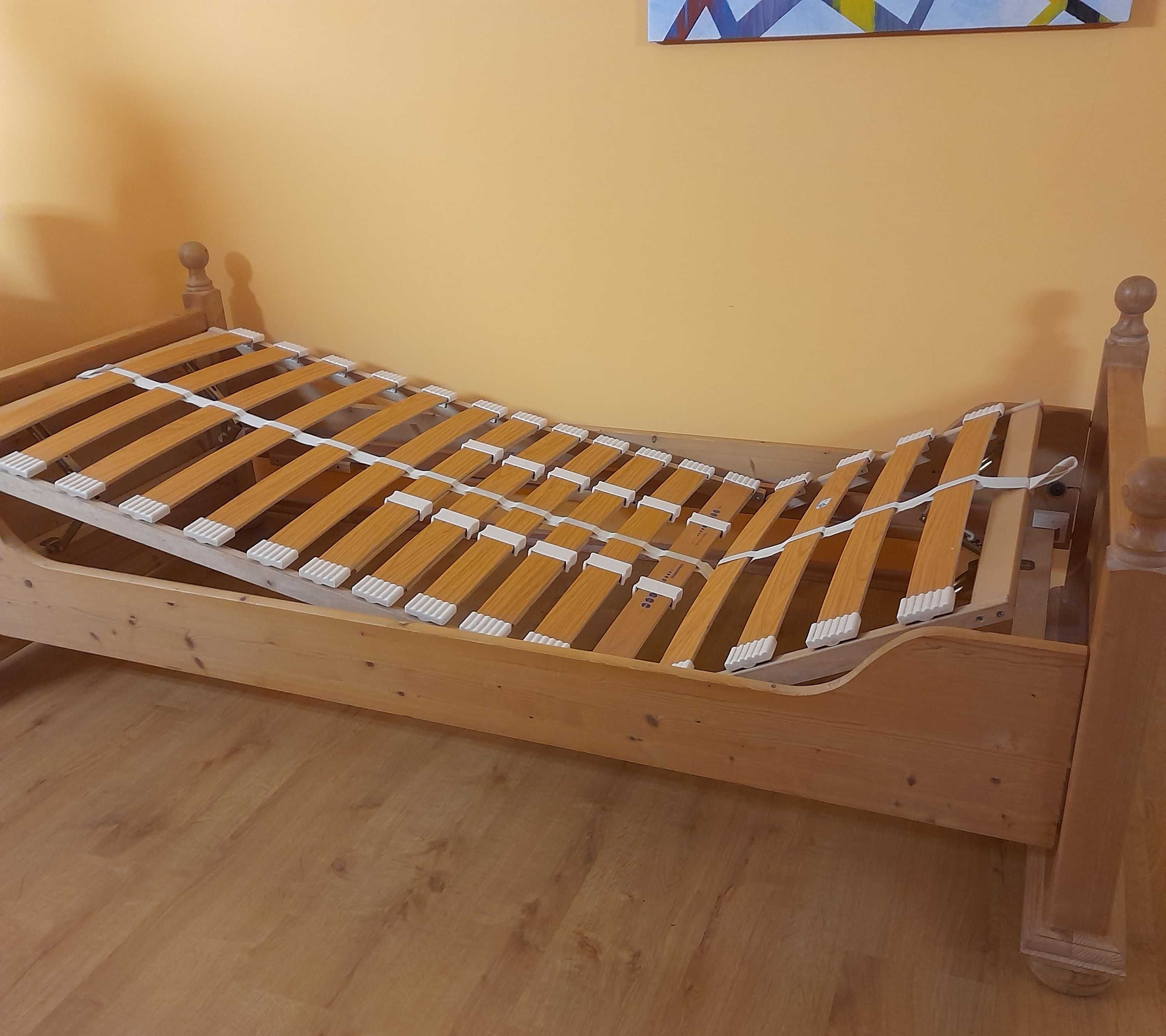 łóżko drewniane + stelaż regulowany 90 x 200 cm