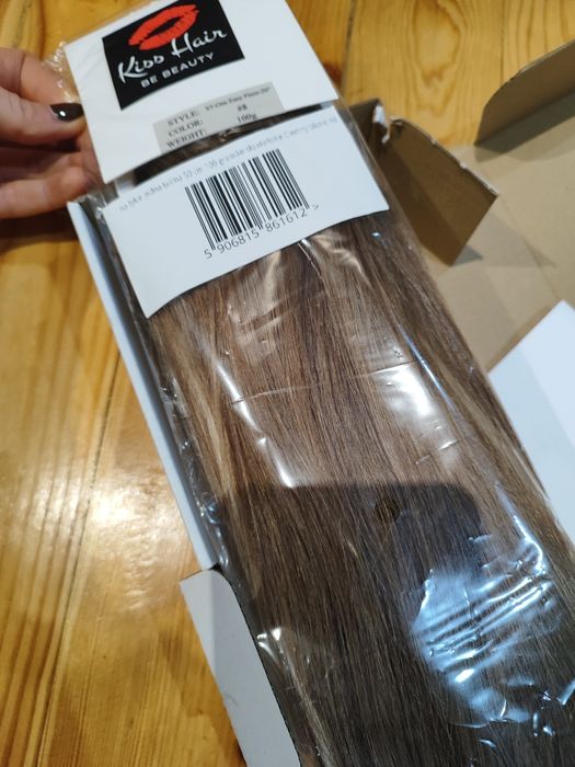 Włosy naturalne clip in na taśmie, na żyłce gęste 50 cm