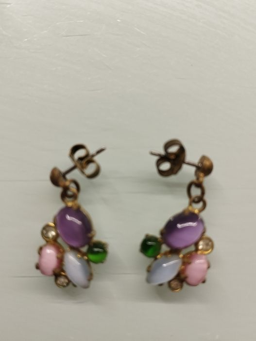 Biżuteria kolczyki kolorowe szkiełka