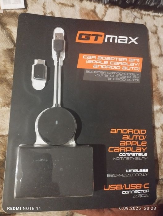 Bezprzewodowy adapter samochodowy 2 w 1 Android auto