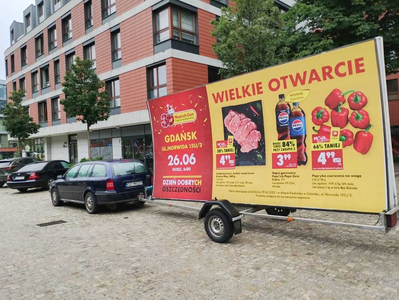 PRZYCZEPA REKLAMOWA, reklama na przyczepach Śląsk Kraków Rzeszów W-wa