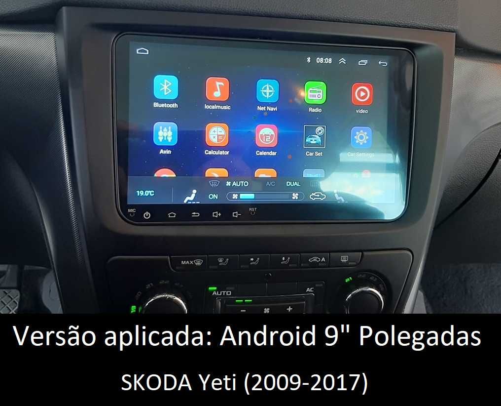 (NOVO) Rádio 2DIN • SKODA Octavia / Yeti / Rapid (4+32GB) • Android