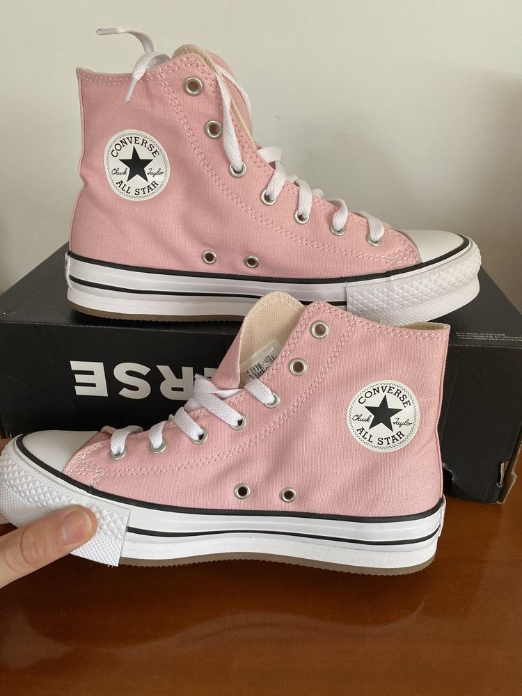 Tenis bota all star rosa plataforma converse NOVOS