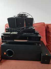 Leitor DVD e sistema surround
