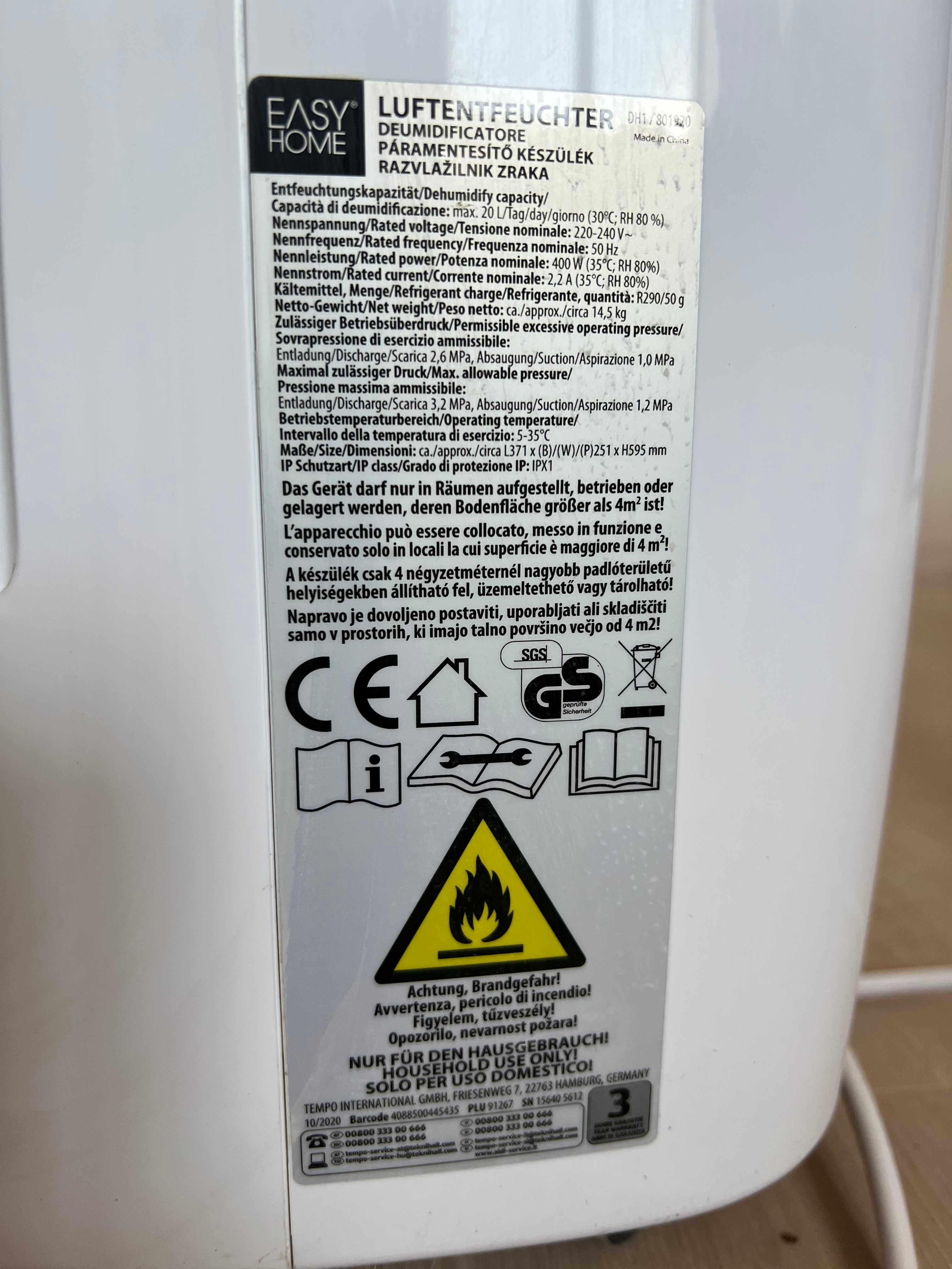 Осушувач повітря, осушитель воздуха EASY HOME DH1