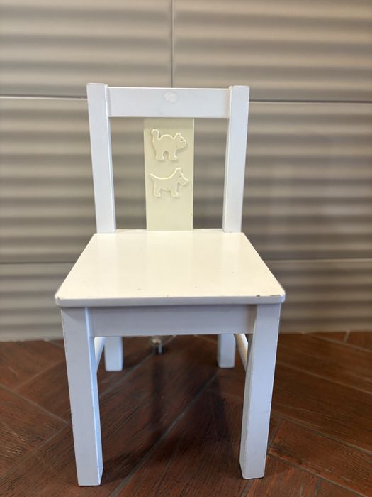 IKEA krzesłko KRITTER białe z litego drewna kauczukowego