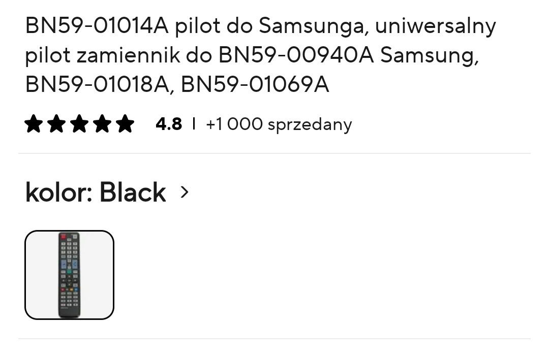 Pilot do Smart TV Samsung BN59 nowy