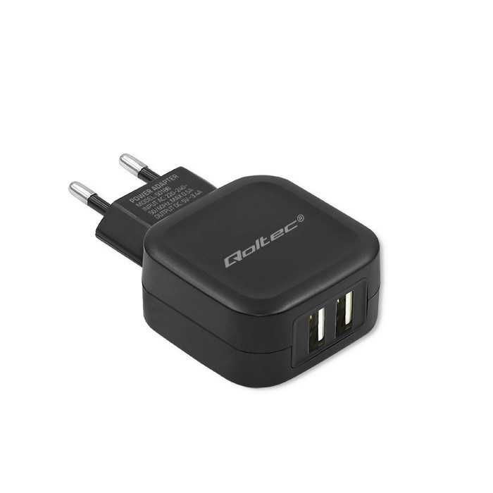 Qoltec Ładowarka sieciowa 17W | 5V | 3.4A | 2xUSB + kabel USB typC