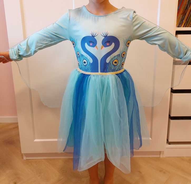 Strój Kostium Przebranie Pawia Paw tiulowa sukienka H&M 134 140