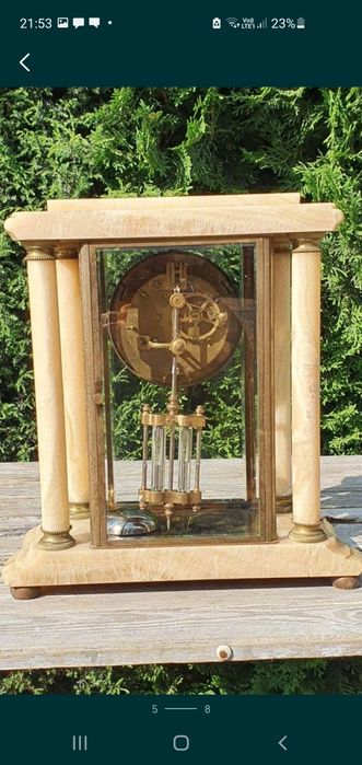 Zegar kominkowy antyk XIXwiek narmur szkło glas prezent na święta