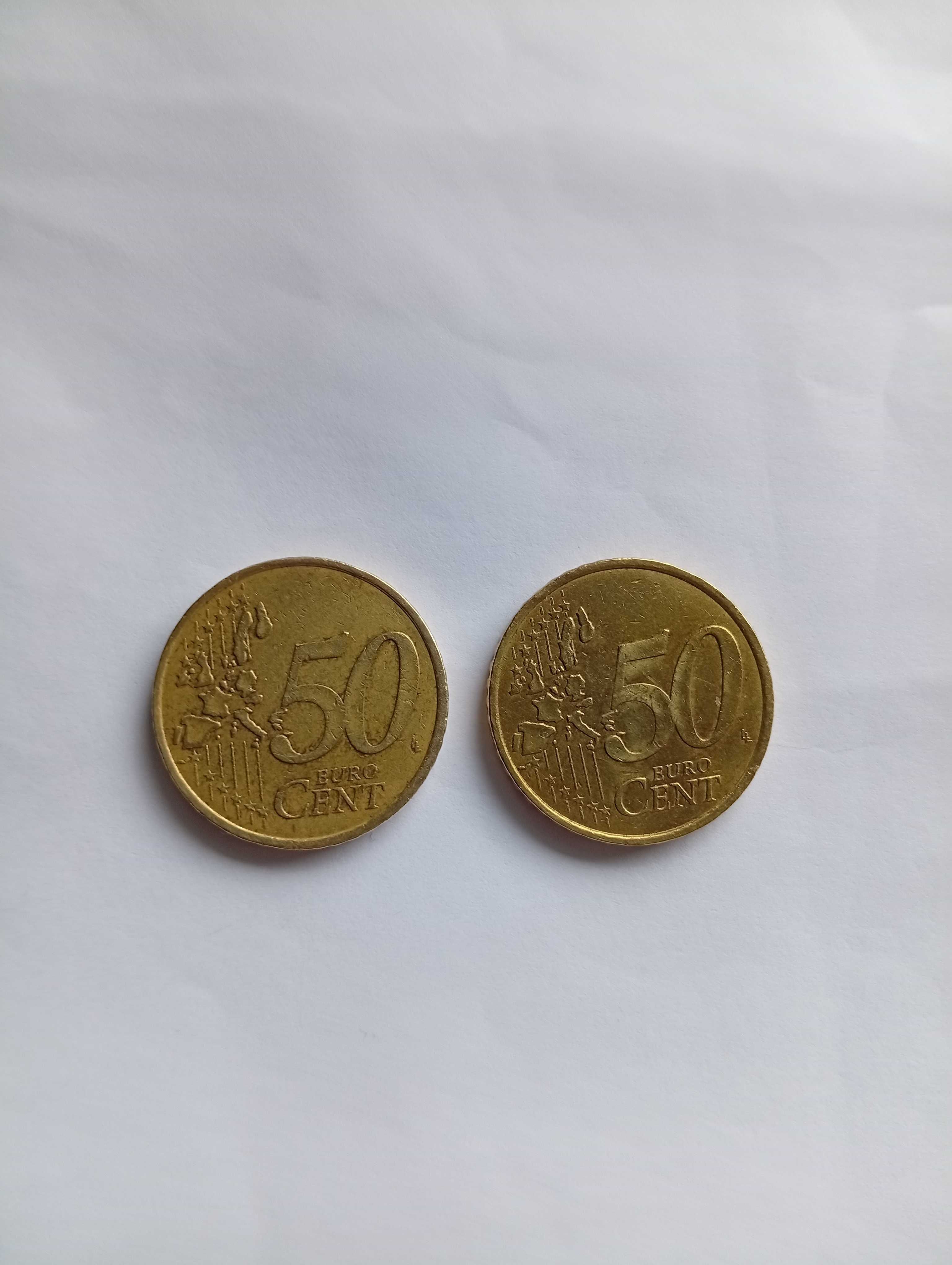 Lote de 2 moedas, 2002, Grécia, letra "F" e outros erros.