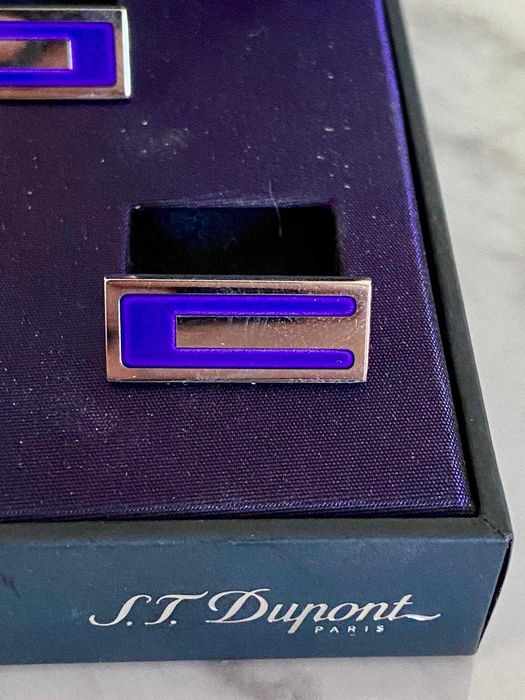 Botões de Punho ST Dupont Aço com Caixa e Documentos