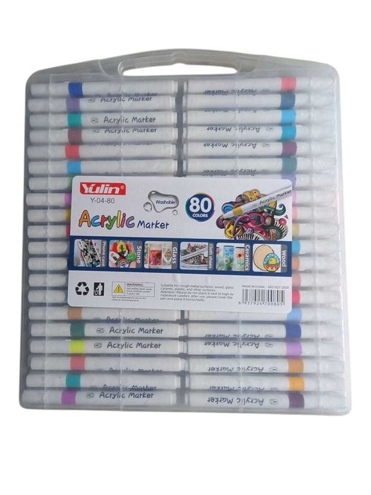 Акрилові маркери 80 шт/уп. Marker Acrylic Yulin Y-04-80 в кейсі