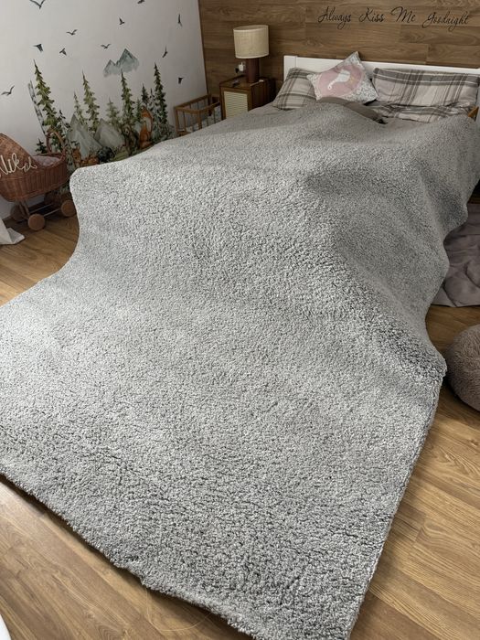 Ковер серый с высоким ворсом