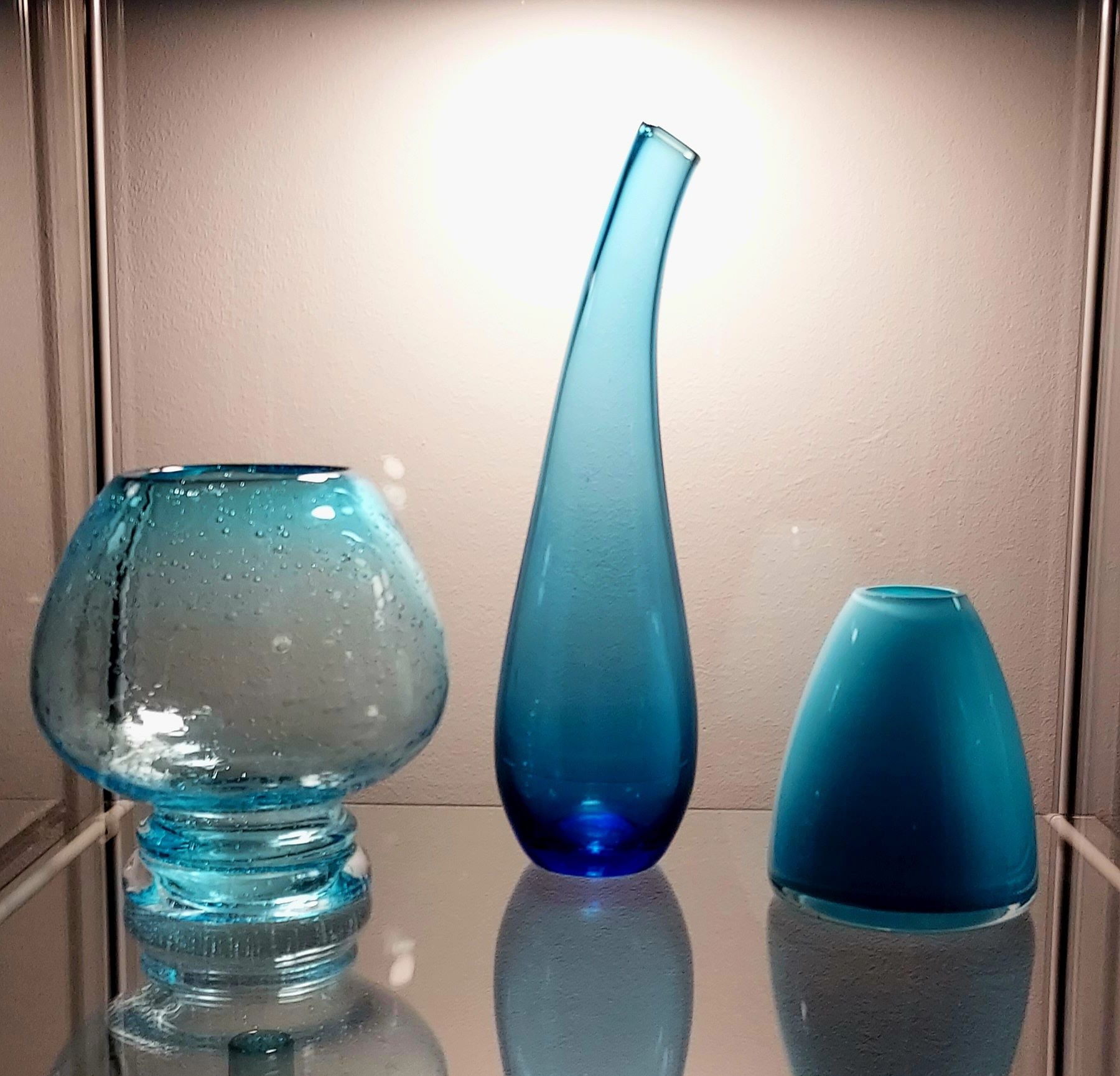 Niebieski turkusowy wazon antico vintage PRL