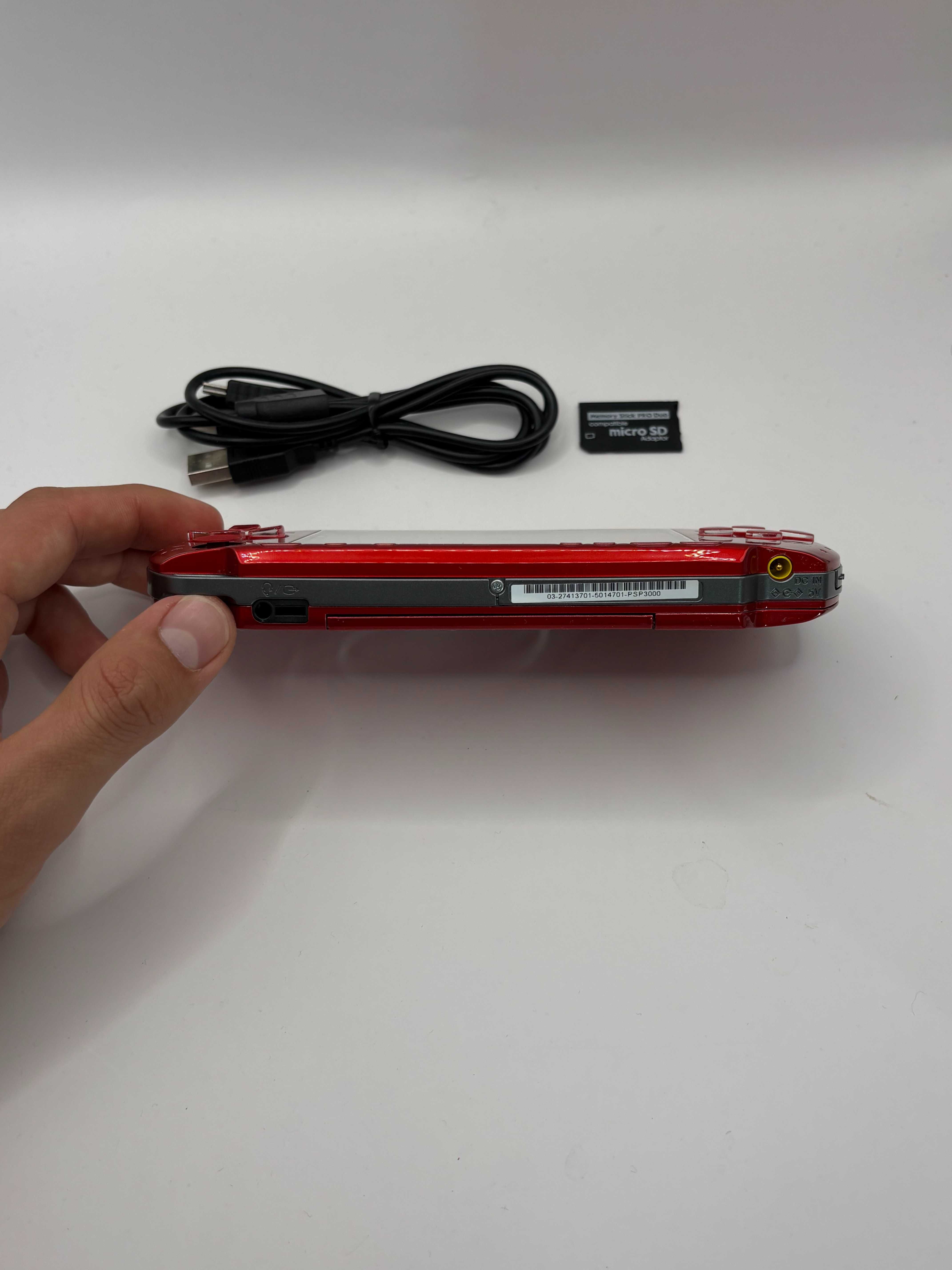 czerwona konsola PSP 3000 slim pudełko + adapter + kabel stan IDEALNY
