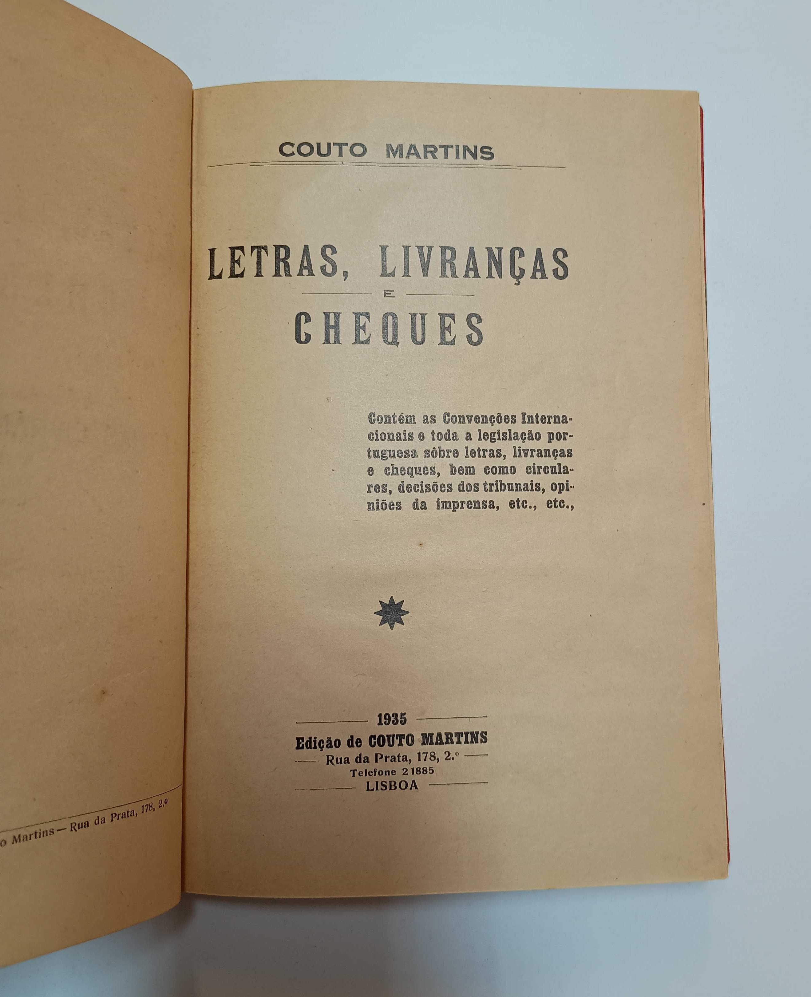 Letras, Livranças e Cheques, de Couto Martins