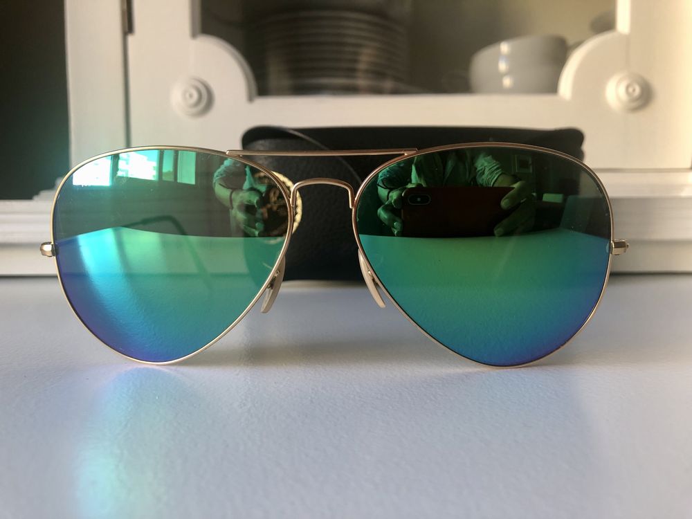 Óculos de sol Ray Ban 6214 | aviator large metal | dourado e verde