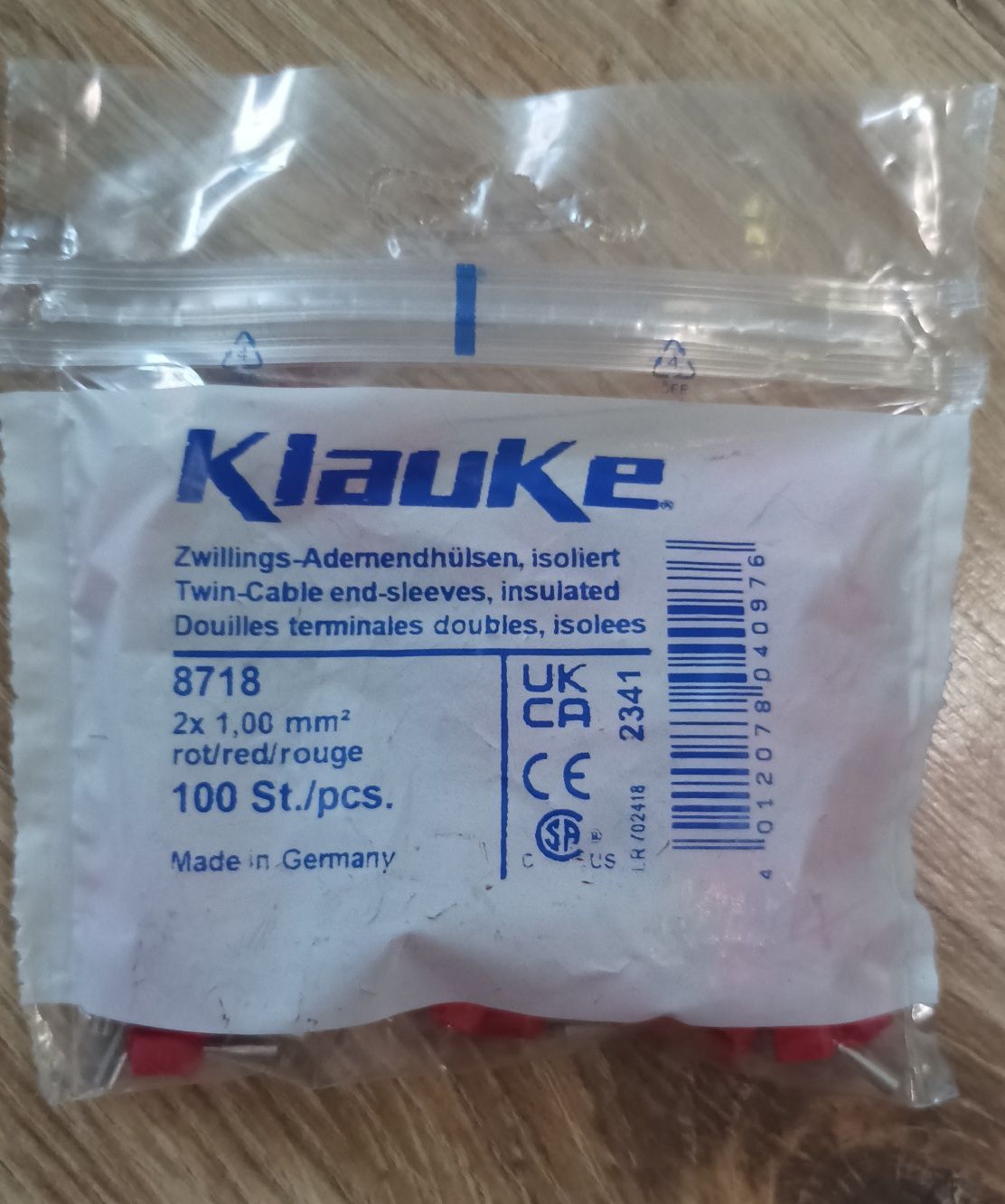 Końcówka, tulejka kablowa izolowana 2x1mm