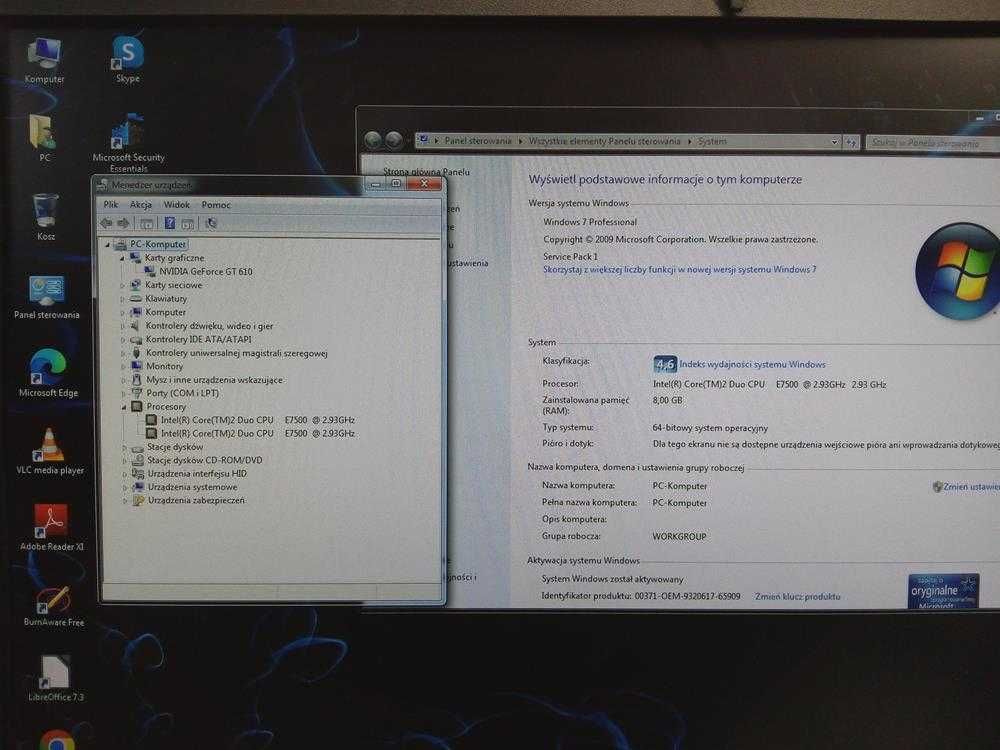 Komputer HP Do Gier Starszych Intel 8GB 500HDD Win7 Nvidia 1GB FV