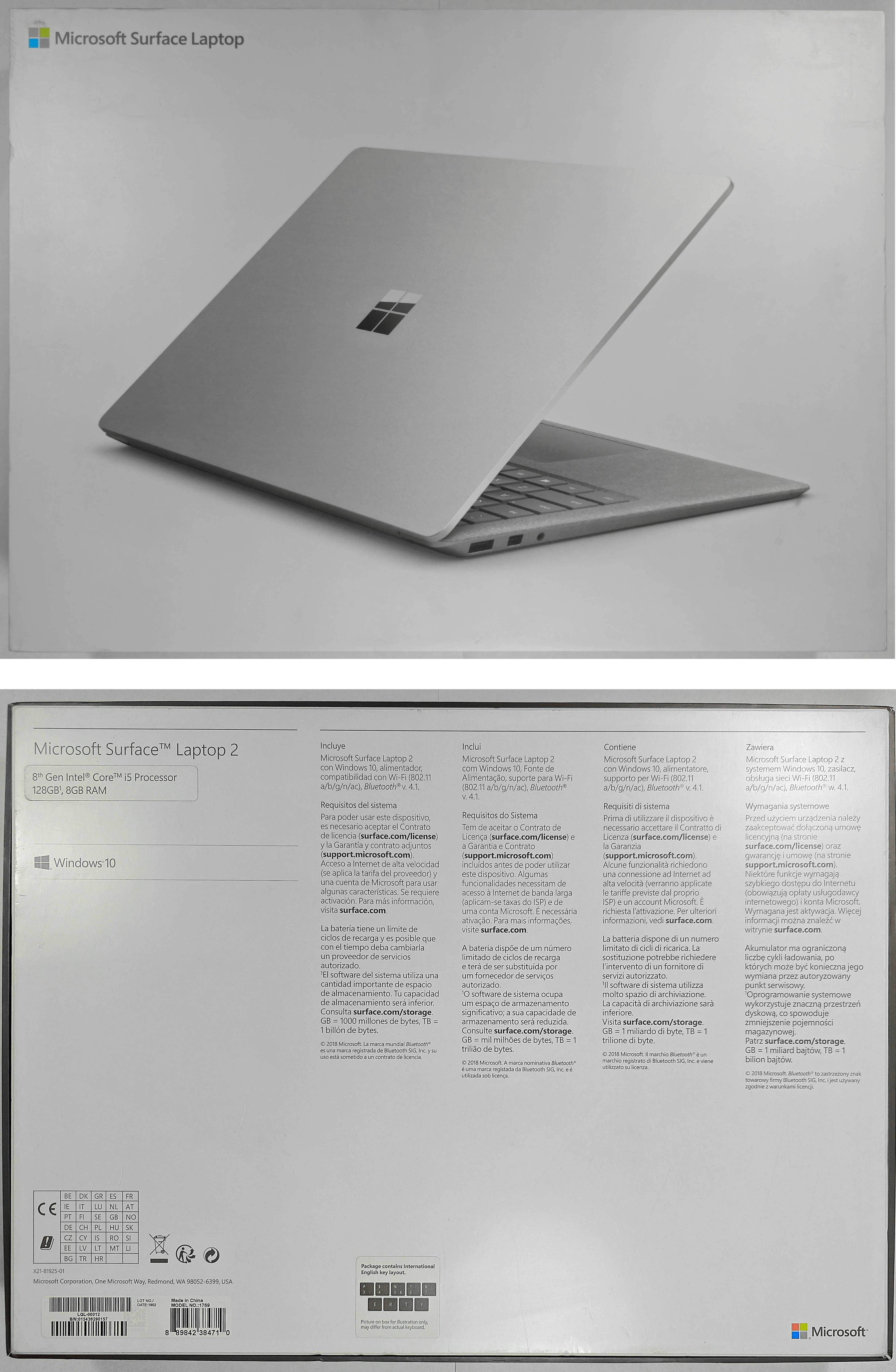 Microsoft SURFACE LAPTOP 2 Intel Core i5-8350U 8/128 srebrny OKAZJA!