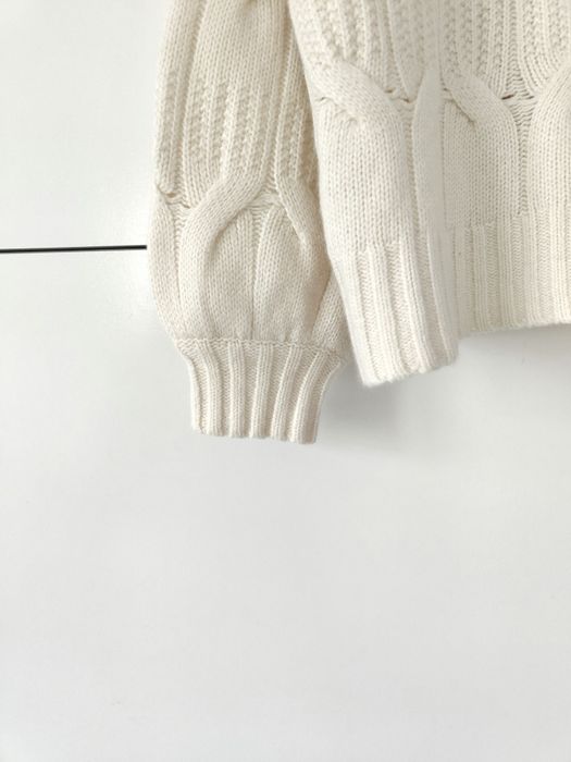 Sweter Massimo dutti 38 M kremowy ecru wełniany półgolf pleciony