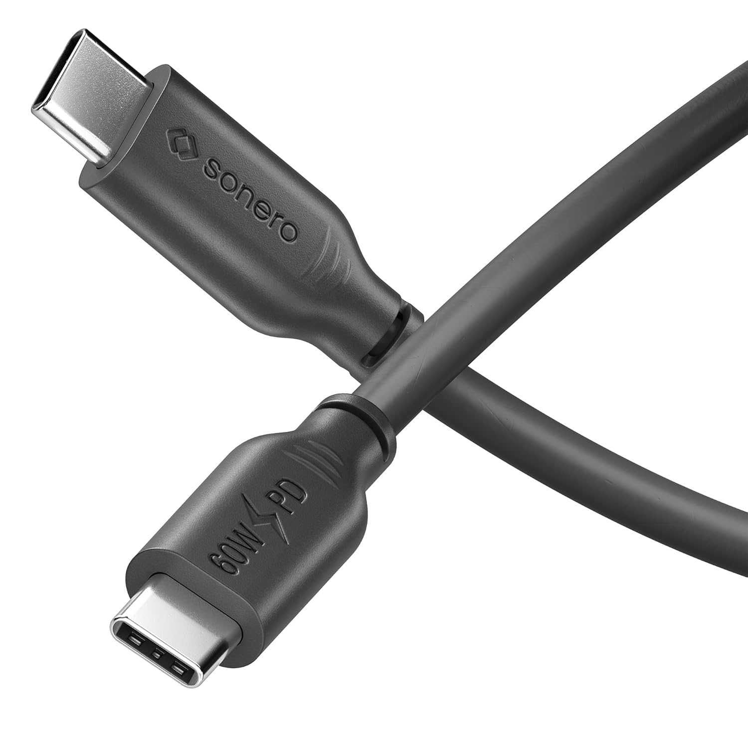 kabel do szybkiego ładowania USB C, USB 2.0, 60 W PD, czarny, 0,5 m