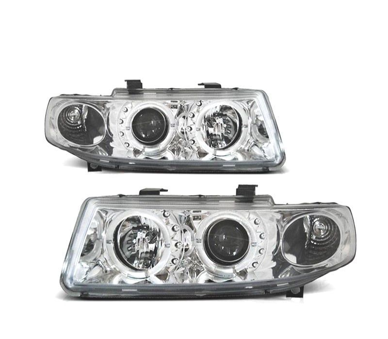 FARÓIS ANGEL EYES SEAT TOLEDO LEON 99-05 FUNDO CROMADO
