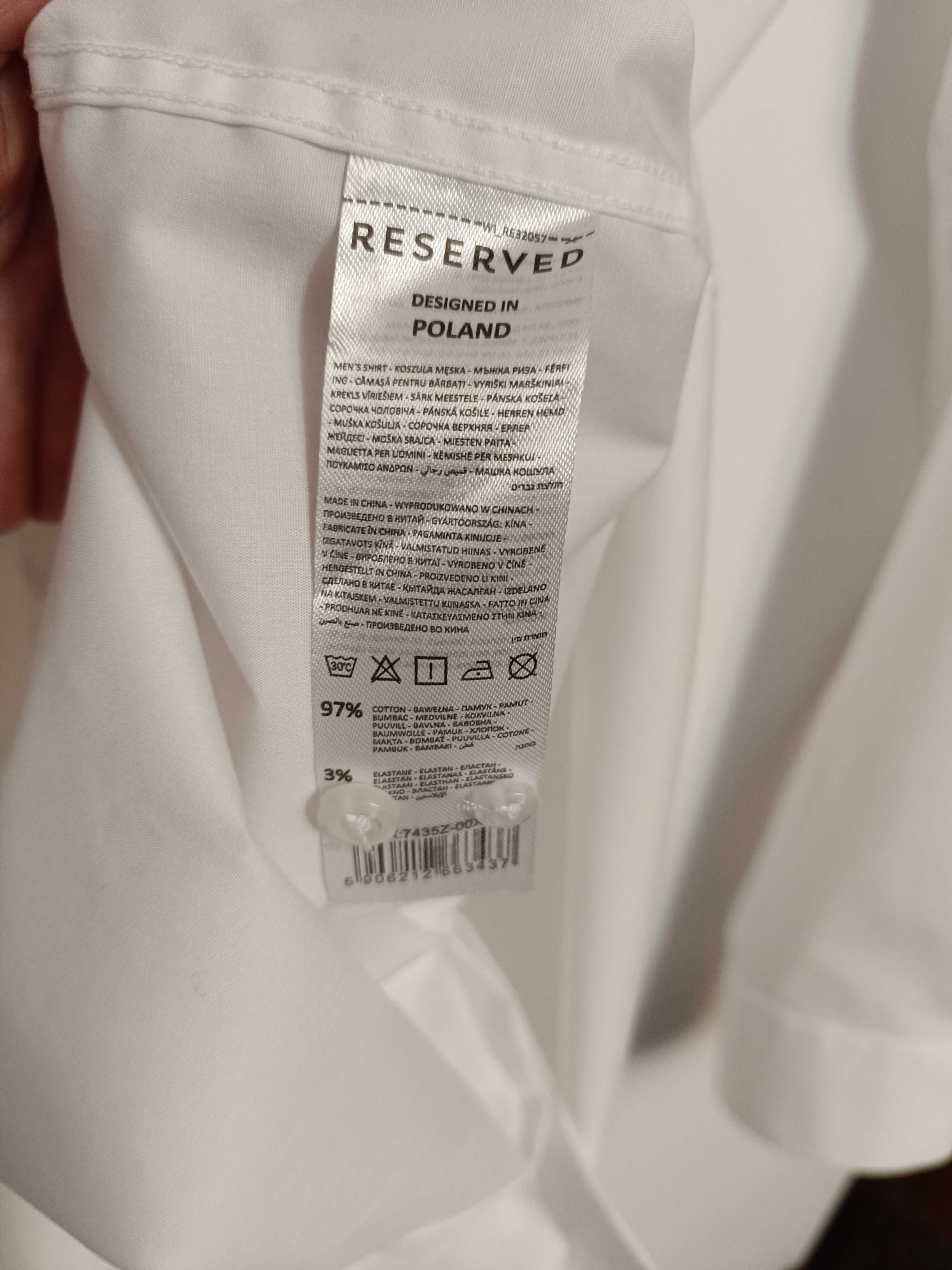 Super NOWA!! koszula męska RESERVED, rozm.XL biała z Nowej kolekcji!