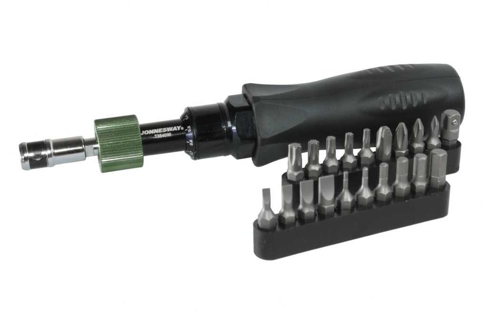 Wkrętak dynamometryczny 1/4" 1-6Nm z zestawem bitów Jonnesway