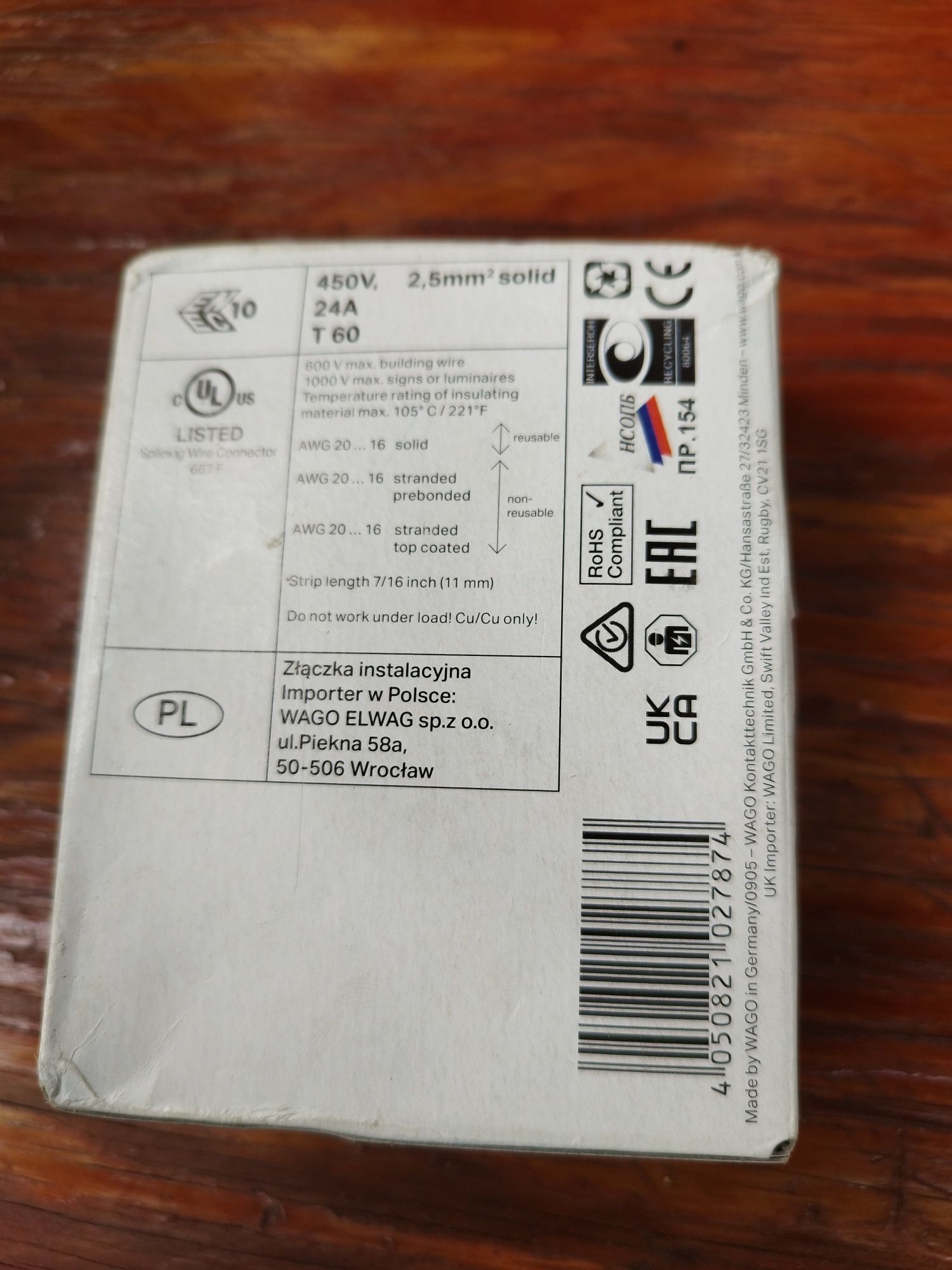 Złączki do prądu wago,  zwykle