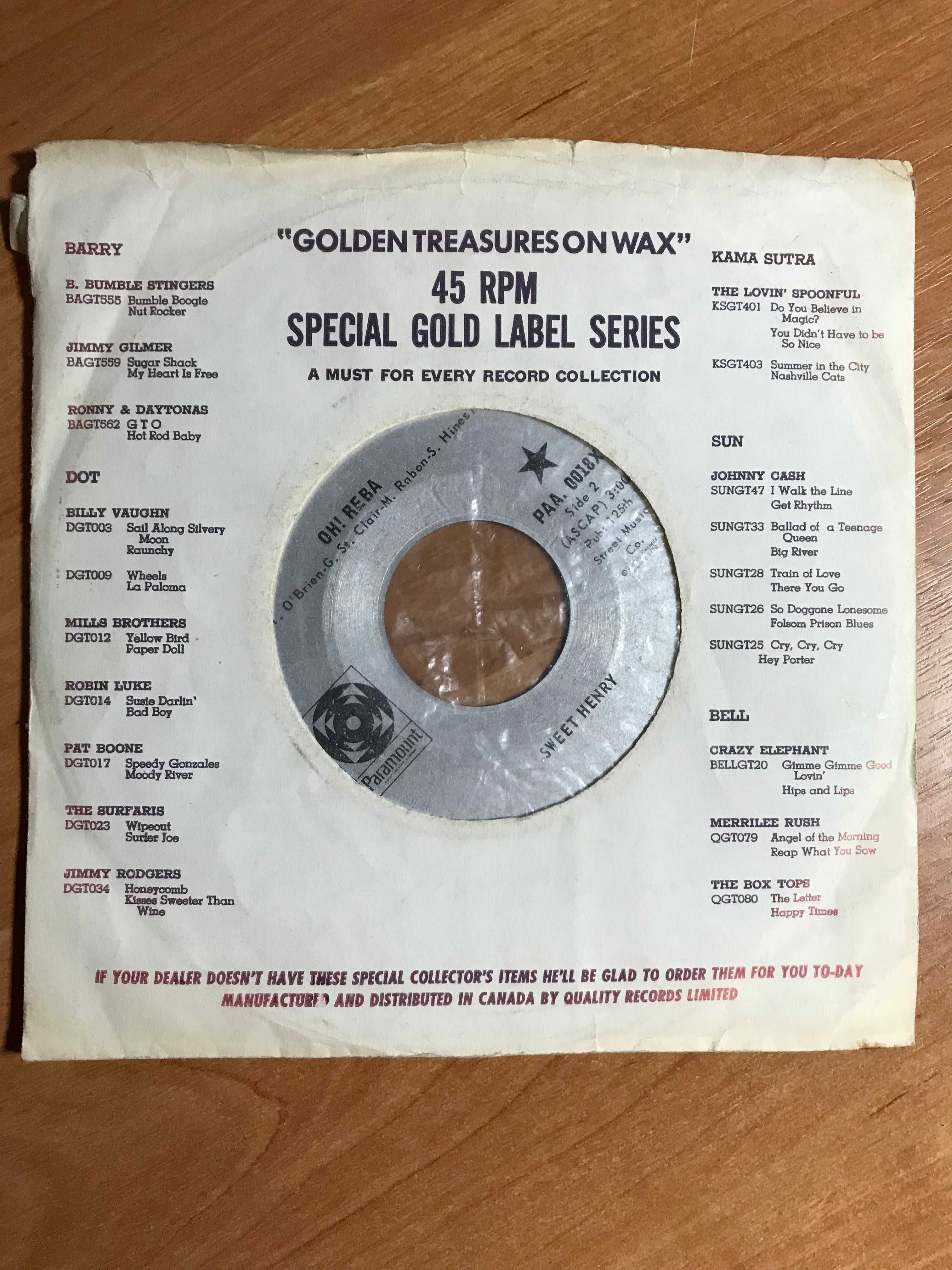 Płyta winylowa PRL 1970r. Kanada Sweet Henry - Cecilia Oh! Reba winyl