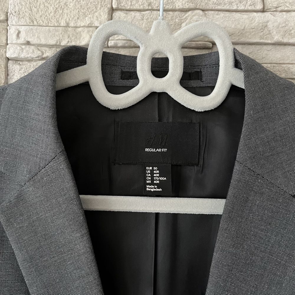 Garnitur H&M 50 M L szary marynarka spodnie regular fit eleganckie