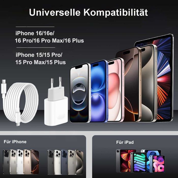 2 szt. Ładowarka USB C do iPhone 16 16e 15/16 15 Pro/16 15 Pro Max/16