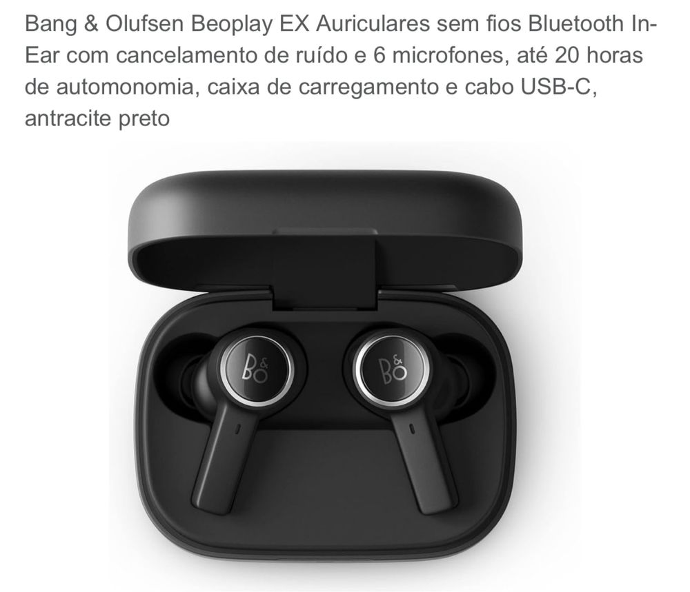 Bang & Olufsen Beoplay EX Auriculares, novo com garantia
