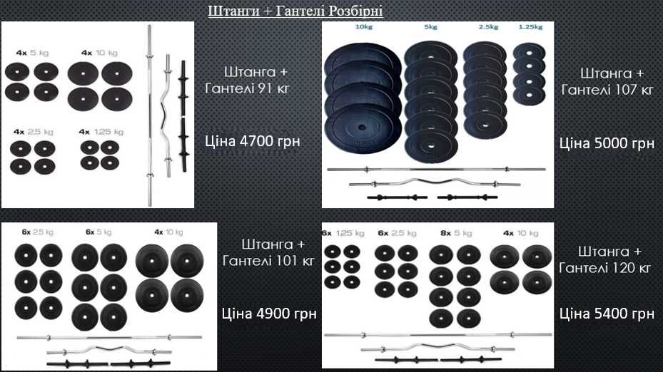 Штанга розбірна + гантелі розбірні набірні 60 кг набір комплект гриф