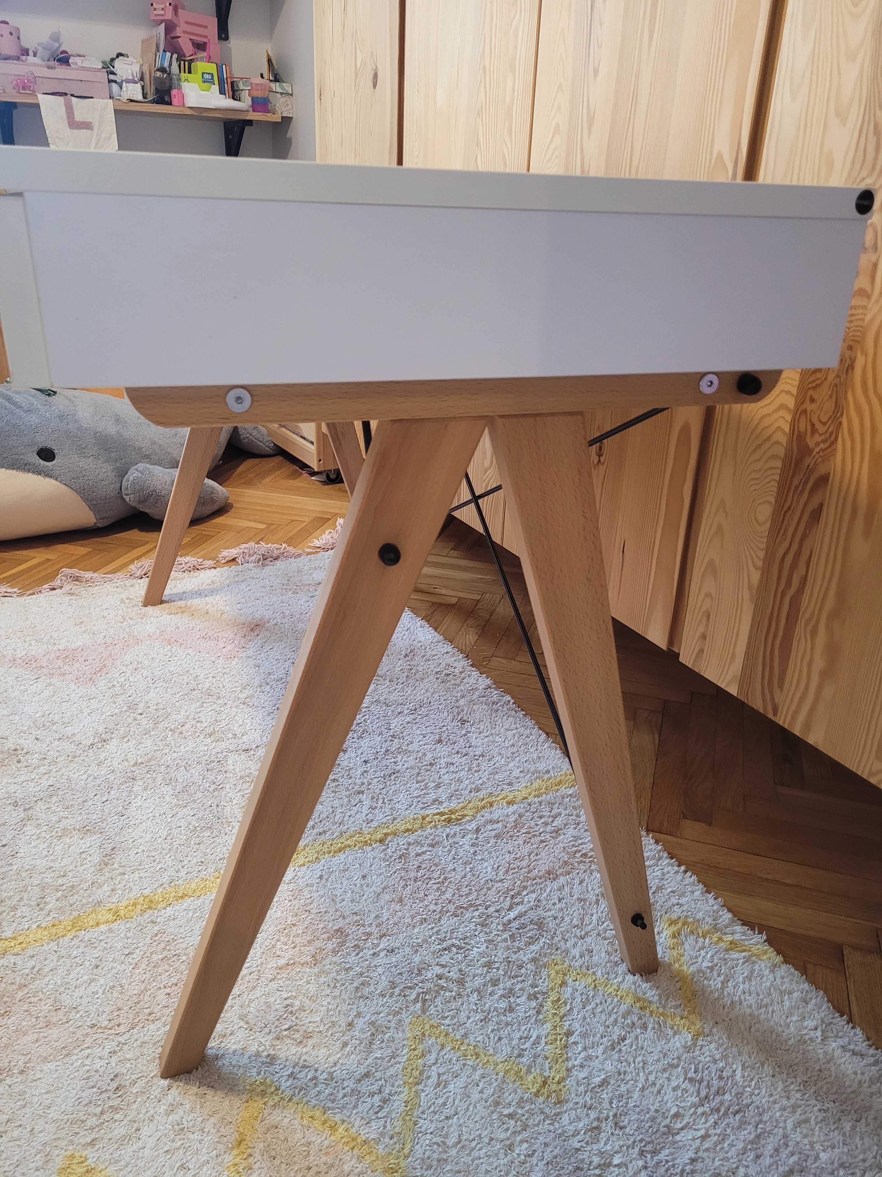 Klasyczne biurko MINKO Basic białe 100x50x65 + vintage krzesło