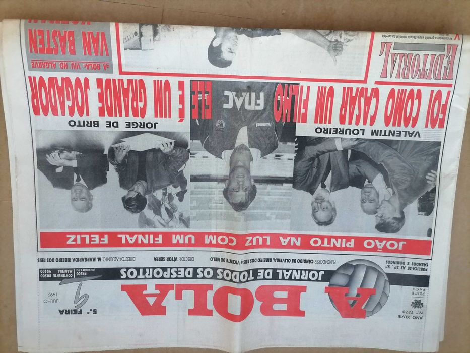 Jornal A Bola BENFICA/João Pinto Contratado ao Boavista 1992
