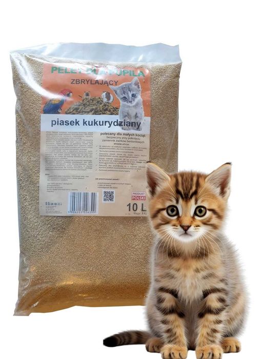 Piasek dla kota kukurydziany zbrylający drobniutki żwirek do kuwet 10L