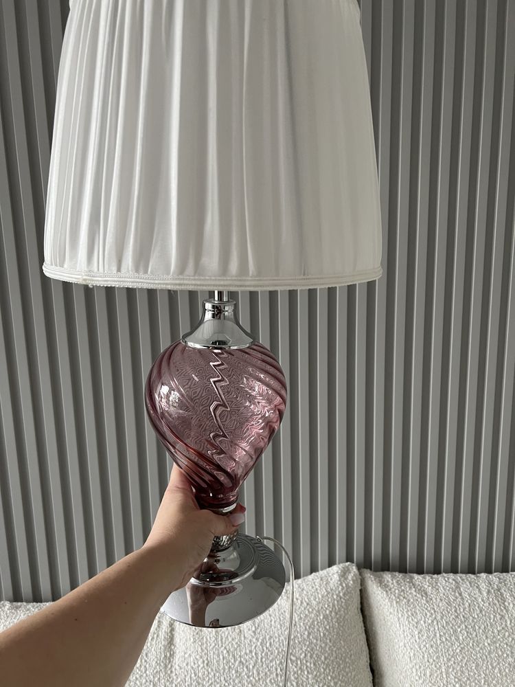 2 lampki do sypialni srebrne glamour lampy na stolik nocny