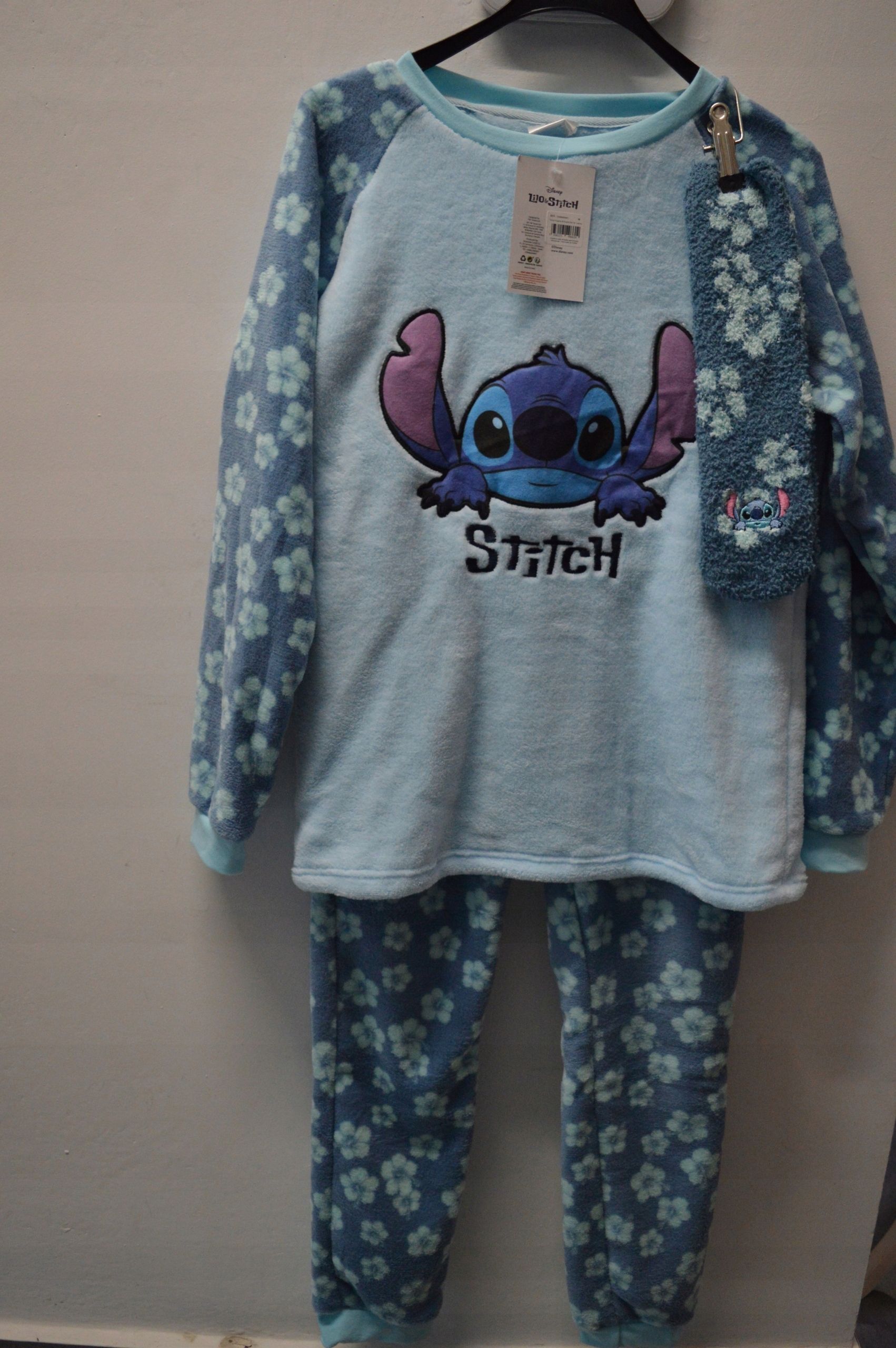 Niebieska piżama damska Disney Stitch bluza spodnie skarpety rozmiar S